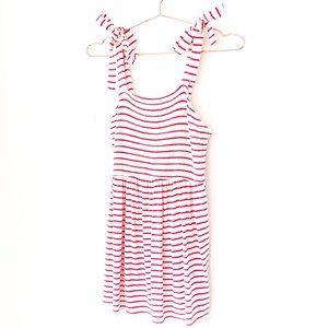 peplum style white + red striped top w/adjustable tie straps L